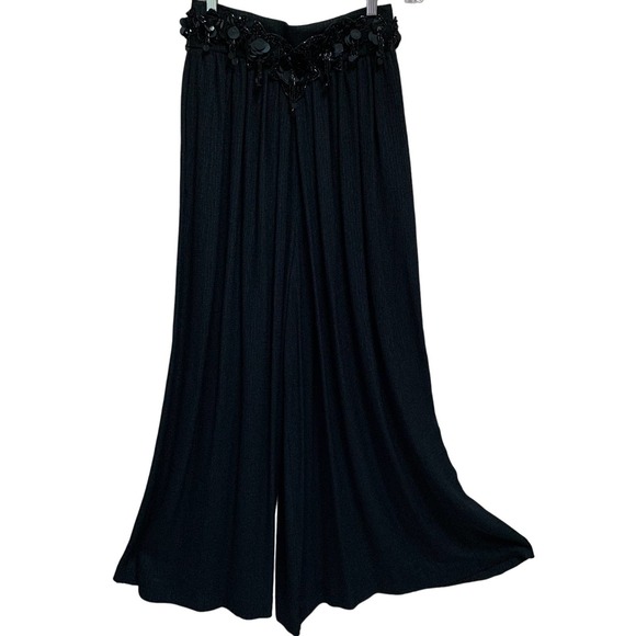 Vintage Pants - Vintage A.J. BARI Black Chiffon Bling Pilazzo Pants Size 8
